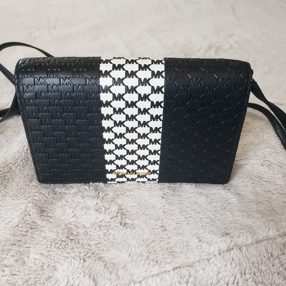 Michael Kors Black and White Crossbody Bag